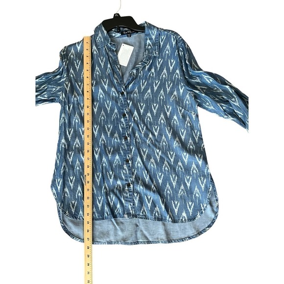 Valvet Heart Button Down Bandhani Shirt Mens SZ M Blue Denim Long Sleeve - Picture 4 of 6